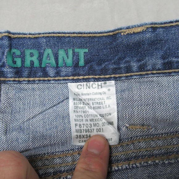 Cinch Green Label Jeans Mens 35x35 Blue Denim Bootcut Medium Wash Classic Fit - Picture 3 of 16